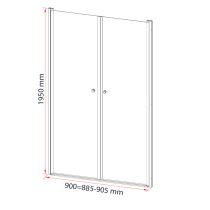 Saloon 90x195 cm kétszárnyú zuhanyajtó