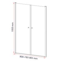 Saloon 80x195 cm kétszárnyú zuhanyajtó
