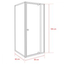 Flexi 90x90 cm sarokba szerelhető szögletes zuhanykabin zuhanytálca nélkül