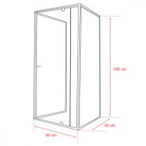 Flexi 90x90 cm falsíkra szerelhető szögletes zuhanykabin zuhanytálca nélkül