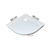 Modena Slim íves alacsony akril zuhanytálca 90x90 cm