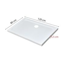 Modena Slim aszimmetrikus szögletes akril zuhanytálca, 80x120 cm