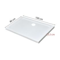 Modena Slim aszimmetrikus szögletes akril zuhanytálca, 80x100 cm