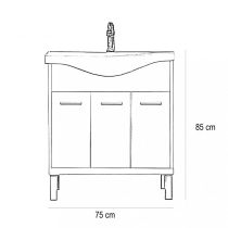 Nerva 75 alsó szekrény, mosdóval