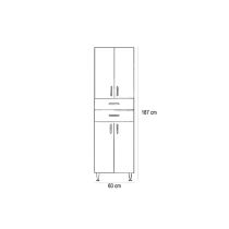 Bianca Plus 60 magas szekrény 4 ajtóval, 2 fiókkal, magasfényű fehér színben