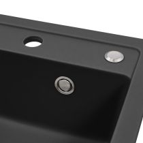 Nia szögletes egy medencés gránit mosogató szifonnal fekete