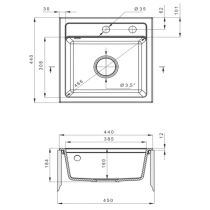 Nia szögletes egy medencés gránit mosogató szifonnal bézs