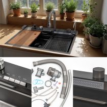 Catania multifunkciós rozsdamentes mosogató digitális csapteleppel