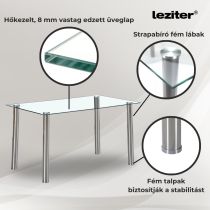 Berna 140 cm szögletes üveg étkezőasztal
