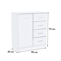 Miami komód 1ajtós 4 fiókos 80x92 cm fehér-fehér