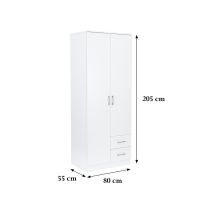 Miami gardróbszekrény 80x205 cm fehér-fehér