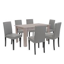 Leon 6+1 étkező garnitúra yorki tölgy-szürke