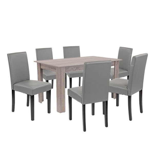 Leon 6+1 étkező garnitúra yorki tölgy-szürke