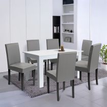 Leon 6+1 étkező garnitúra fehér-szürke