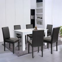 Leon 6+1 étkező garnitúra fehér-fekete