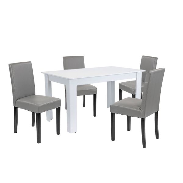 Leon 4+1 étkező garnitúra fehér-szürke
