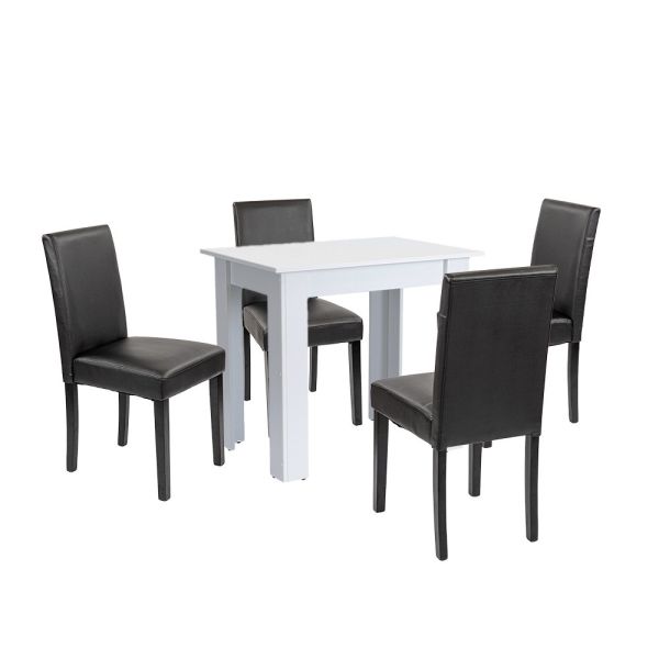 Leon 4+1 étkező garnitúra fehér-fekete
