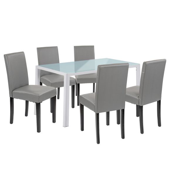 Mira 6+1 étkező garnitúra fehér-szürke