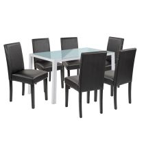 Mira 6+1 étkező garnitúra fehér-fekete