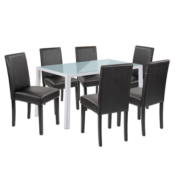 Mira 6+1 étkező garnitúra fehér-fekete