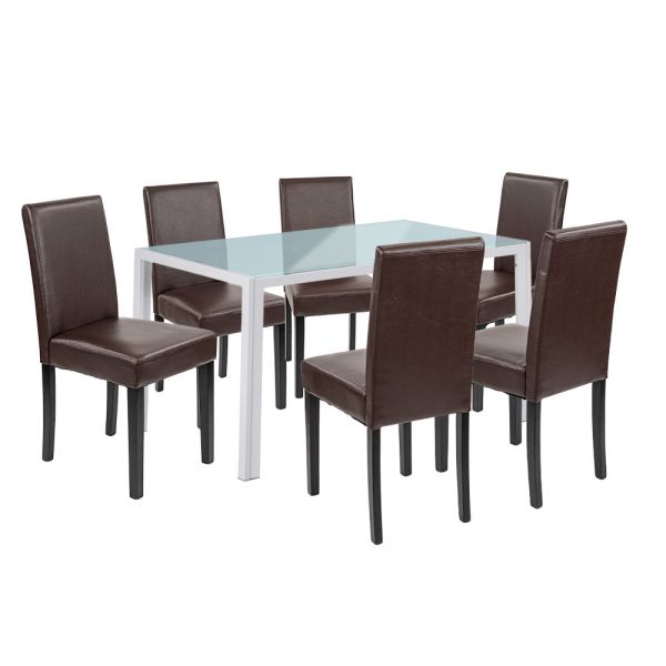 Mira 6+1 étkező garnitúra fehér-barna