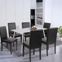 Megan 6+1 étkező garnitúra fehér-fekete