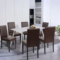 Megan 6+1 étkező garnitúra fehér-barna