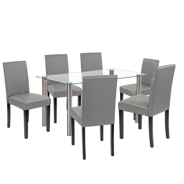 Cadiz 6+1 étkező garnitúra fehér-szürke