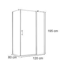 Simple 80x120 cm nyílóajtós aszimmetrikus zuhanykabin zuhanytálca nélkül