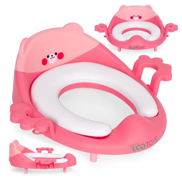 Wc szűkítő ülőke fülekkel puha párnával rózsaszín
