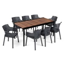 Romen Large 8+1 kerti bútor garnitúra szett dió-grafit