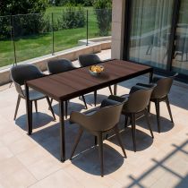 Flora Large 6+1 kerti bútor garnitúra szett dió-grafit