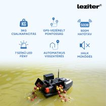 Etetőhajó V6 GPS 3 tartályos hátra és oldalkidobós fekete