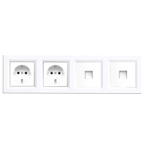 Nova IV kettő dugalj kettő UTP csatlakozóval fehér kerettel