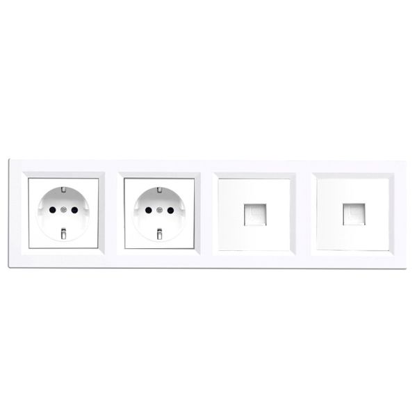 Nova IV kettő dugalj kettő UTP csatlakozóval fehér kerettel