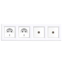 Nova IV kettő dugalj kettő TV csatlakozóval fehér kerettel