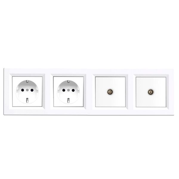 Nova IV kettő dugalj kettő TV csatlakozóval fehér kerettel