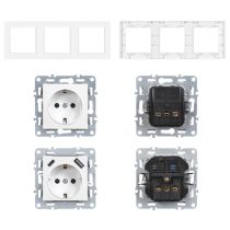 Nova III kettő dugalj USB csatlakozóval fehér kerettel