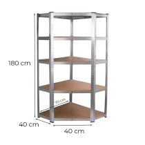 Nagy teherbírású sarokpolc 180x70x40-40 cm 175 kg króm