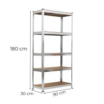 Nagy teherbírású polc 180x90x30 cm 175 kg króm