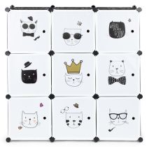 Macskás játéktároló szekrény, grafit színű 110x37x110 cm