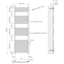 Íves törölközőszárító radiátor 1600x500 mm fehér