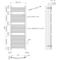 Íves törölközőszárító radiátor 1400x500 mm fehér