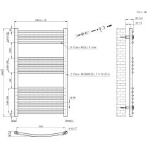 Íves törölközőszárító radiátor 1000x600 mm fekete
