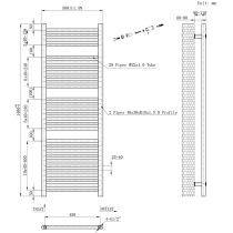 Egyenes törölközőszárító radiátor 1400x500 mm fekete