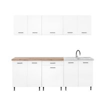 Primo 220 konyhabútor fehér, charlestone tölgy munkalappal