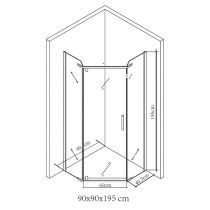 Celtic 90x90 cm ötszögletű zuhanykabin zuhanytálcával fekete