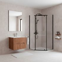 Celtic 100x100 cm ötszögletű zuhanykabin zuhanytálcával fekete