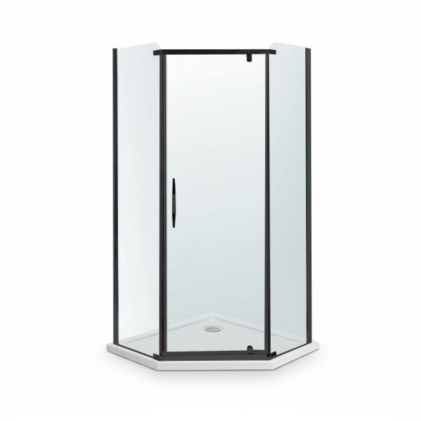 Celtic 100x100 cm ötszögletű zuhanykabin zuhanytálcával fekete