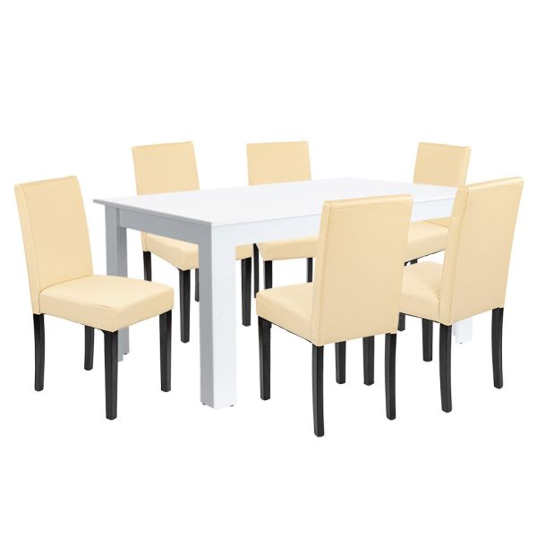 Leon 6+1 étkező garnitúra fehér-bézs